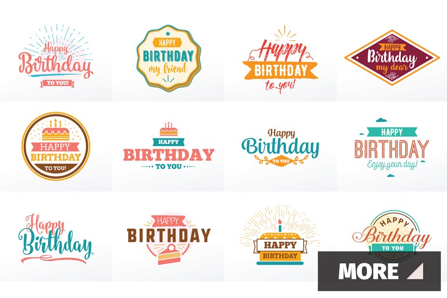 Download Happy Birthday typographic set.