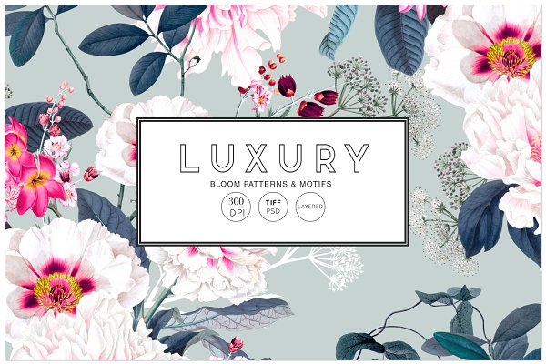 Download Luxury Bloom pattern & Motifs Set!