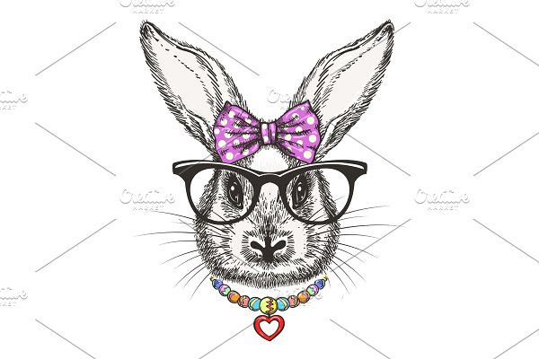 Download Fashion bunny girl with bow and