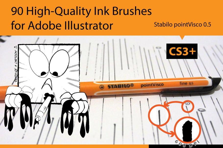 Download 90 Pro Illustrator Ink Brushes