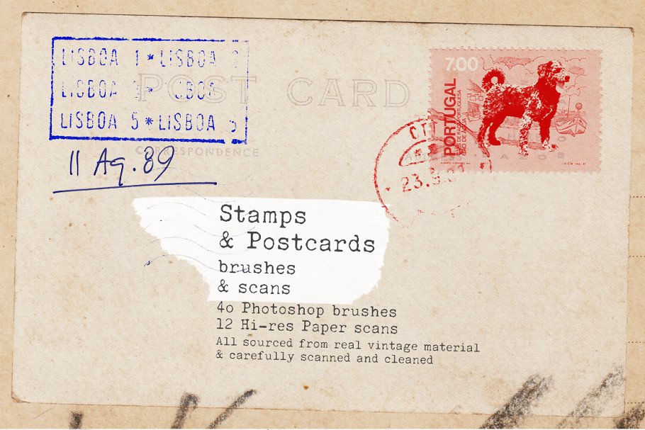 Download Vintage stamps brushes & paper scans
