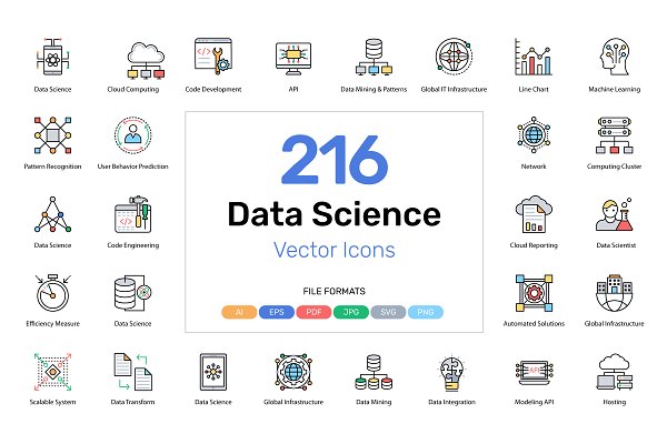 Download 216 Data Science Vector Icons