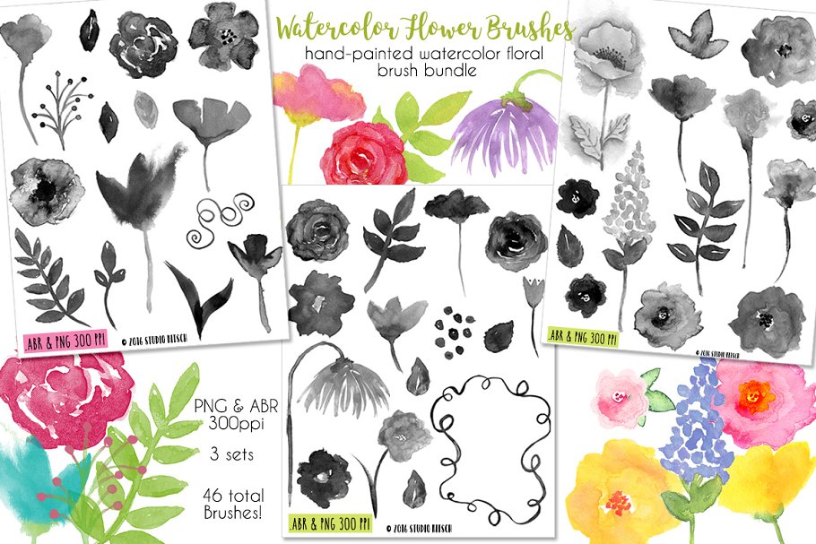 Download Watercolor Flower Brush Bundle