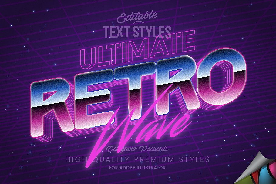 Download Retro Wave Text Style