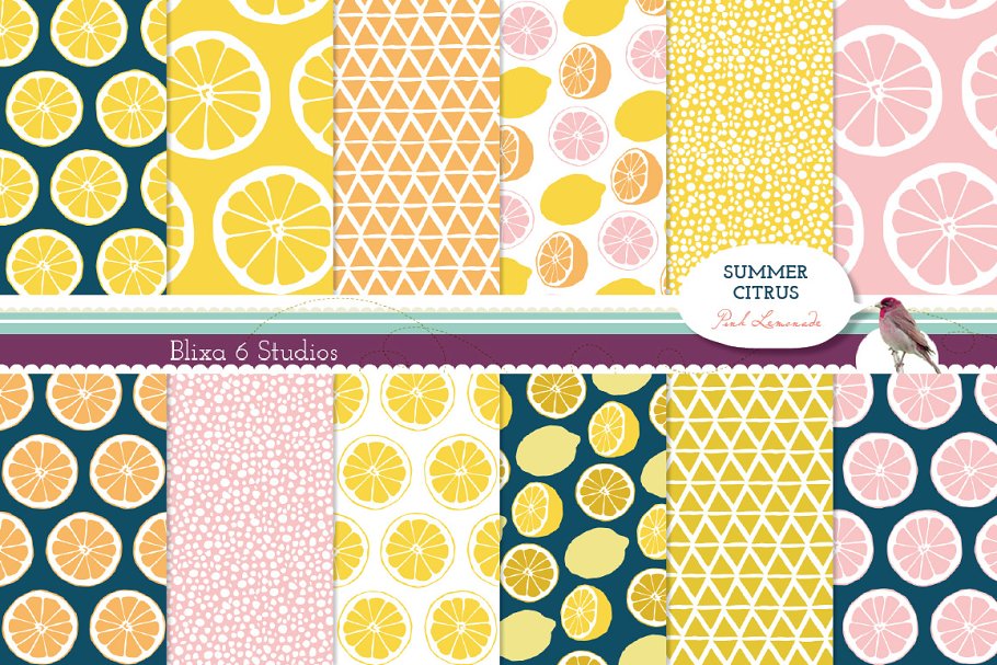Download Summer Citrus Digital Lemon Patterns