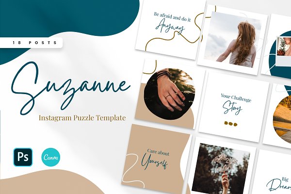 Download Suzanne Instagram Puzzle |CANVA + PS