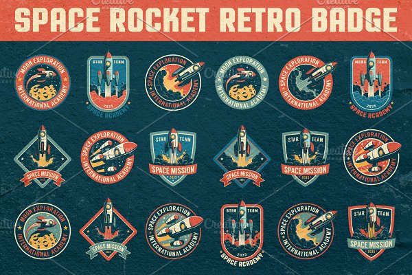 Download Space Rocket Retro Badge