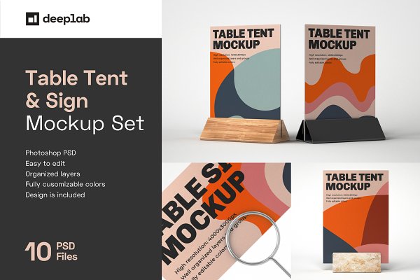 Download Table Tent and Sign Mockup Set