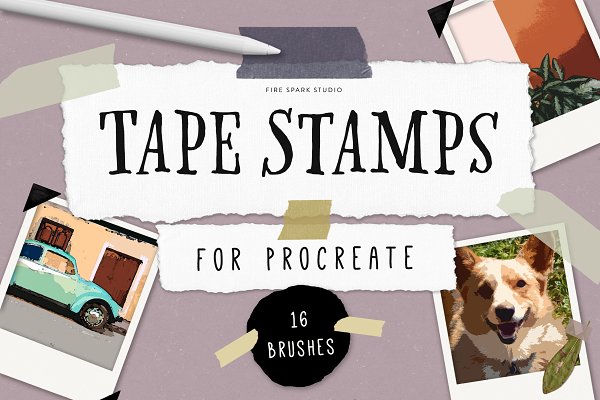 Download Tape Stamp Brushes for Procreate