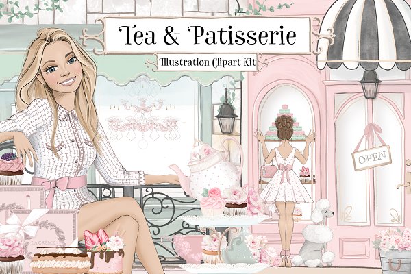Download Tea & Patisserie Planner Clipart Kit