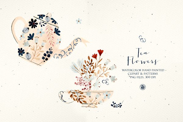 Download Tea Flowers - watercolor set