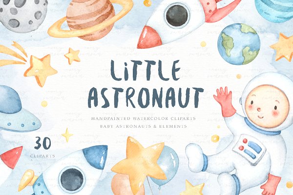Download Little Astronaut Watercolor Clip Art