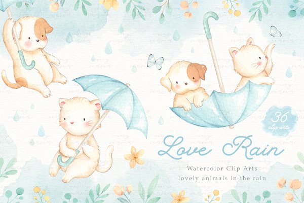 Download Love Rain Watercolor Cliparts