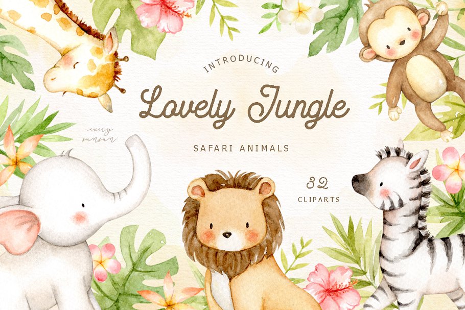 Download Lovely Jungle Safari Animals Clipart