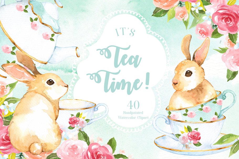Download It's Tea Time! Watercolor Cliparts