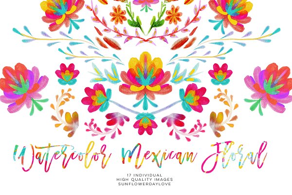 Download Watercolor mexican floral clipart