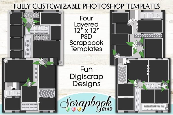 Download Layered PSD Scrapbook Templates