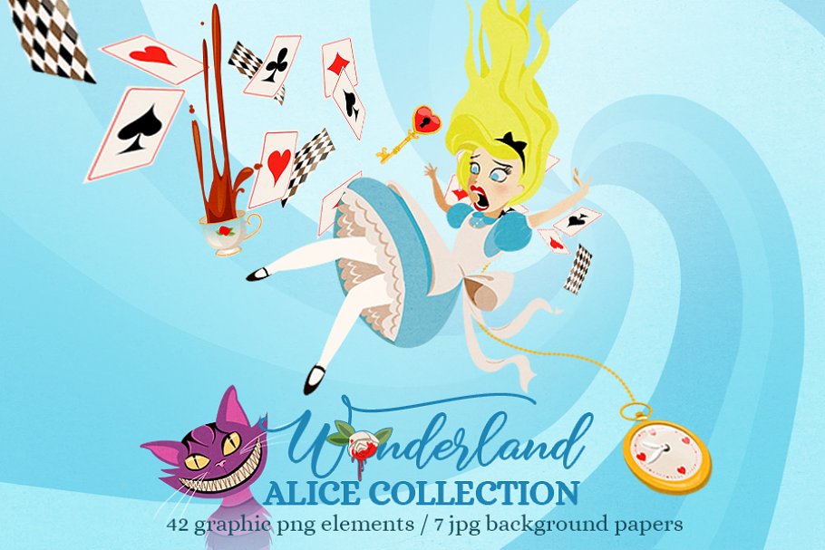 Download Wonderland Big Alice Clipart Set