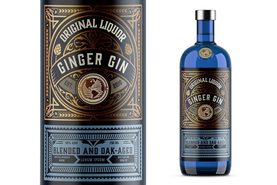 Download Vintage Gin Label Packaging Layout 
