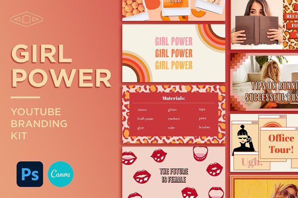 Download Girl Power Youtube Branding Kit
