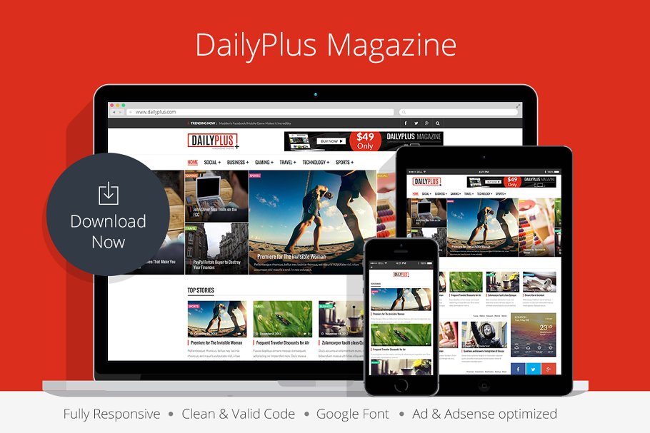 Download DailyPlus - News WordPress Theme