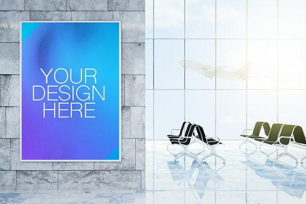 Download Poster on Airport Mockup
