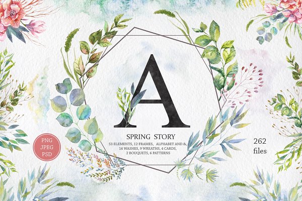 Download Spring Story. Watercolor set.