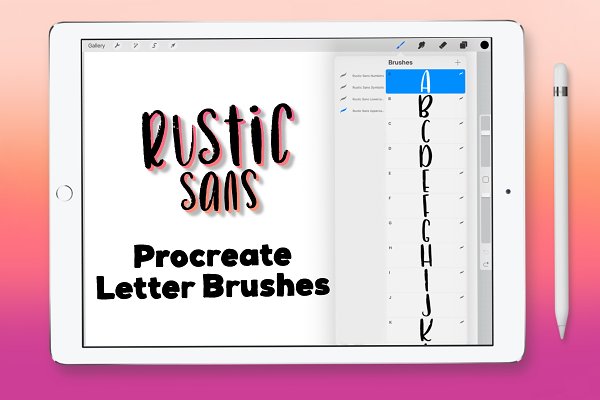 Download Rustic Sans Procreate Letter Brushes