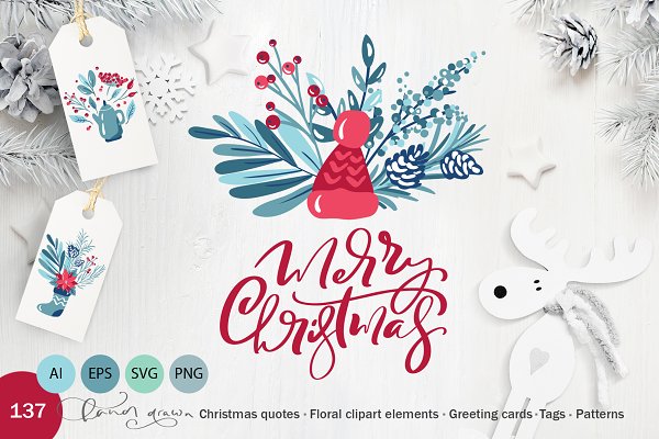 Download Christmas floral holiday elements
