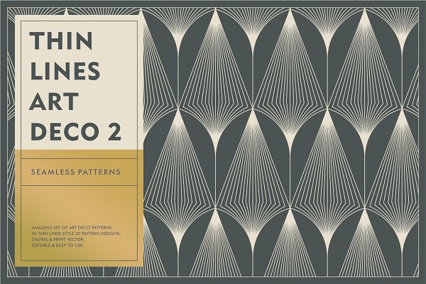 Download Thin Lines Art Deco Patterns 2