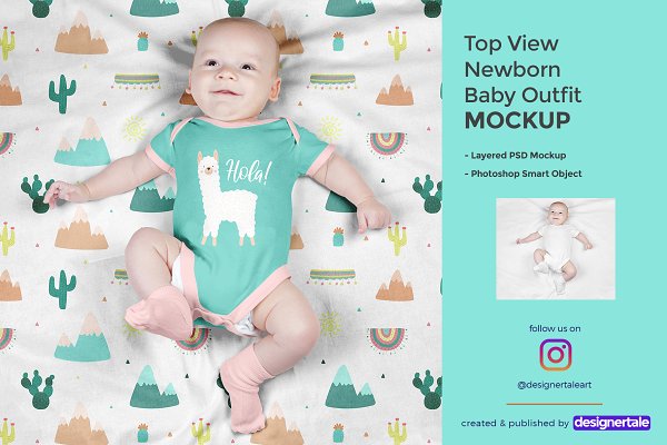 Download Top View Newborn Baby Outfit Mockup