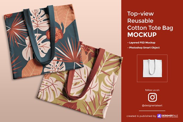 Download Reusable Cotton Tote Bag Mockup