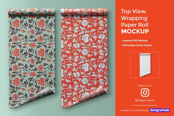 Download Top View Wrapping Paper Roll Mockup