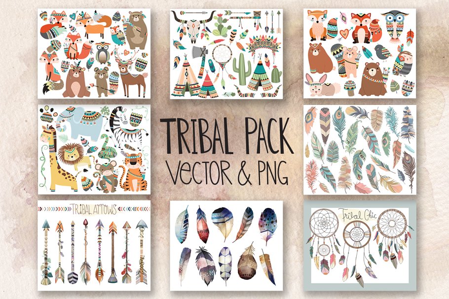 Download 121 pc Tribal Vector Clipart Bundle