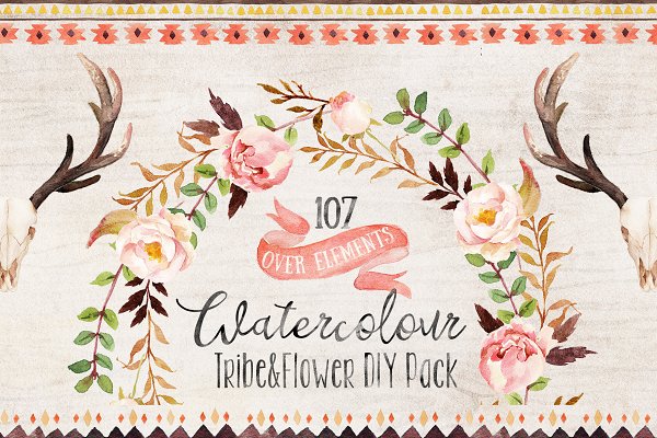 Download Watercolour Tribe&Flower DIY+Bonus