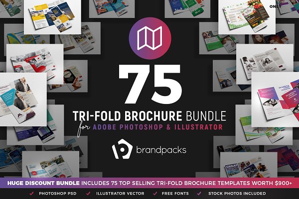 Download 75 Trifold Brochure Templates Bundle