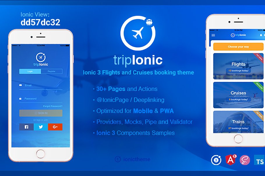 Download Ionic 3 trip travel booking theme