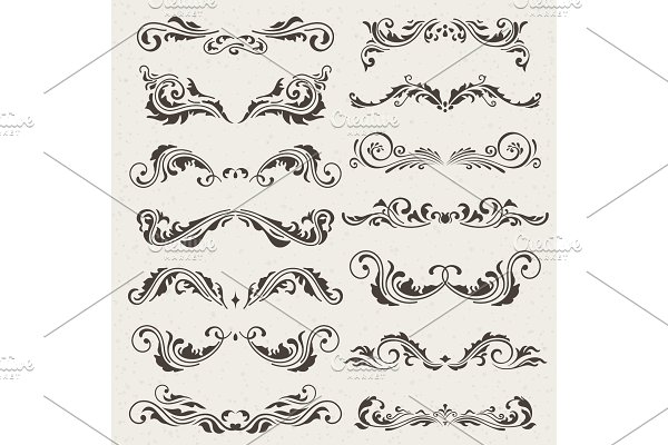 Download Vector set of Swirl Elements for design. Calligraphic page decoration