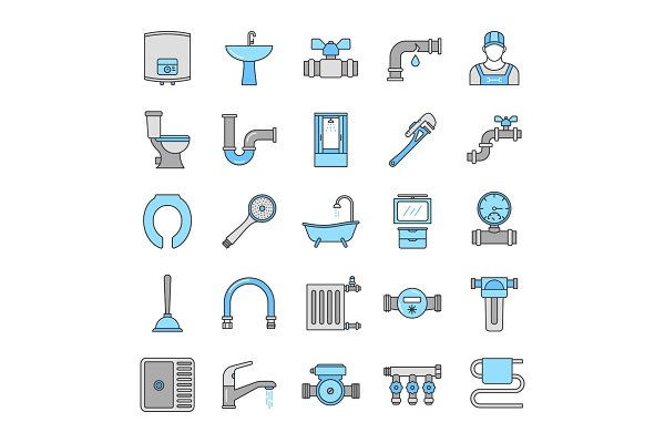 Download Plumbing color icons set