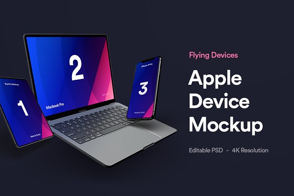 Download Flying Apple Device Mockup Vol 01