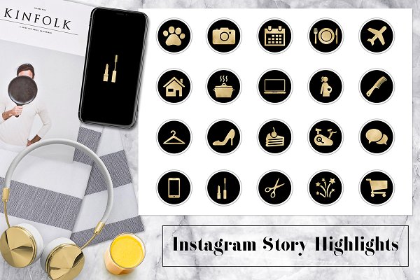 Download Gold & Black Instagram Icons