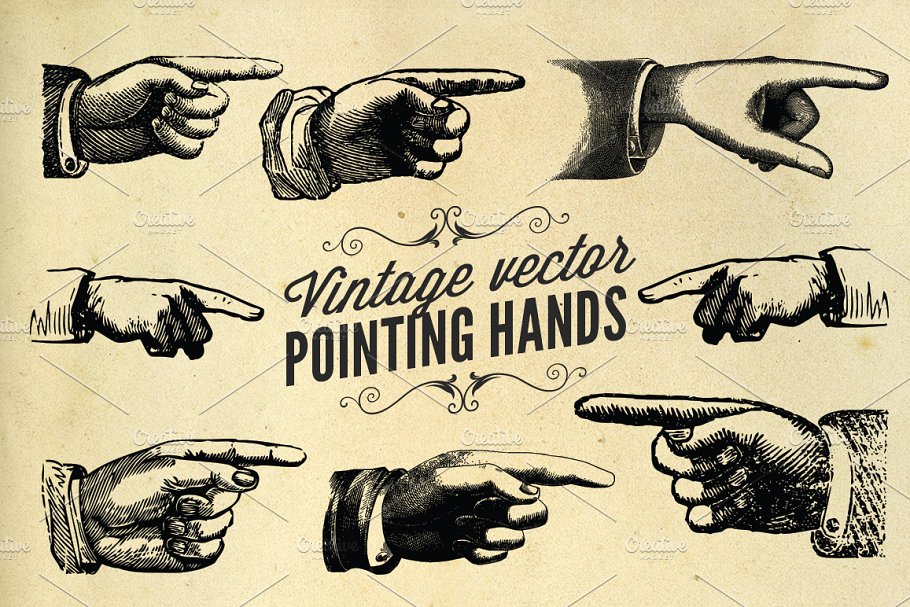 Download Vintage vector pointing hands