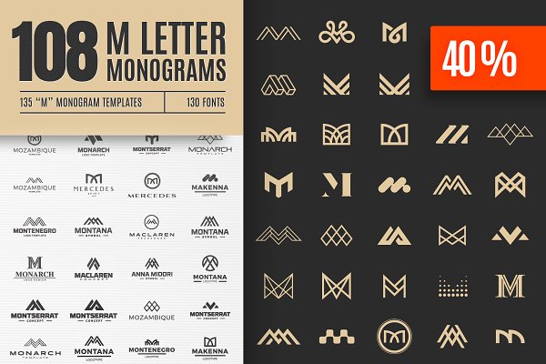 Download M Letter Logo Bundle Monogram Set