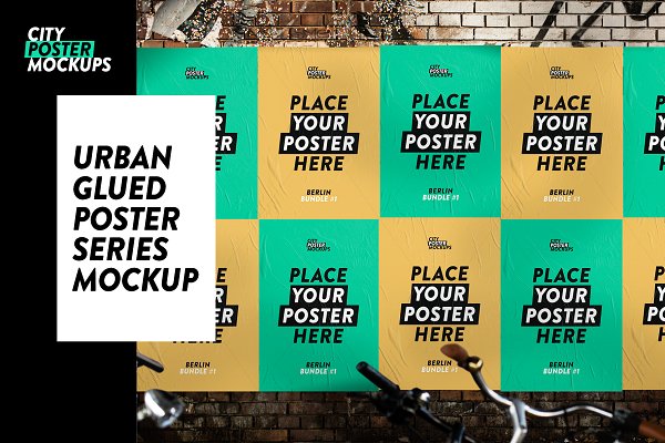 Download Glued Urban Poster Series Mockup