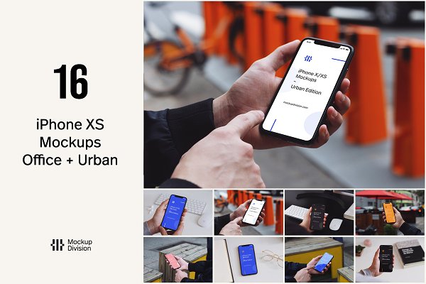 Download iPhone XS Mockup Bundle Urban+Office