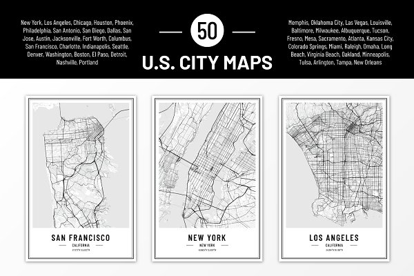 Download US City Street Maps - Print Art