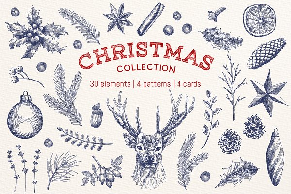 Download Christmas hand drawn collection