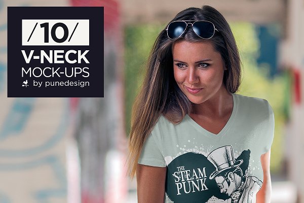 Download V-Neck T-Shirt Mock-Up