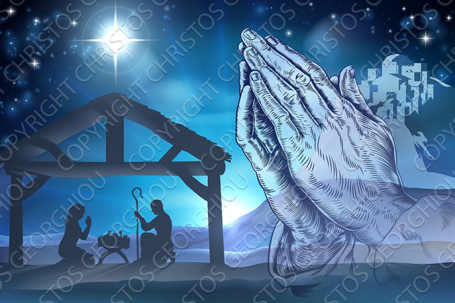 Download Praying Hands Nativity Scene