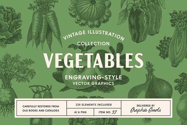 Download 220 Vintage Vegetable Illustrations